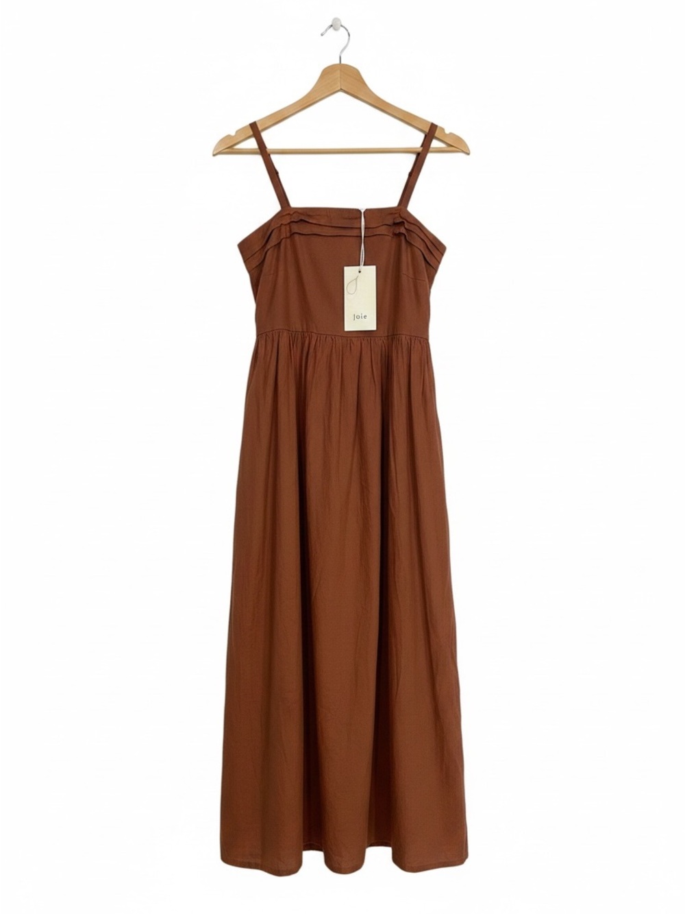 joie terracotta brown spaghetti strap midi dress